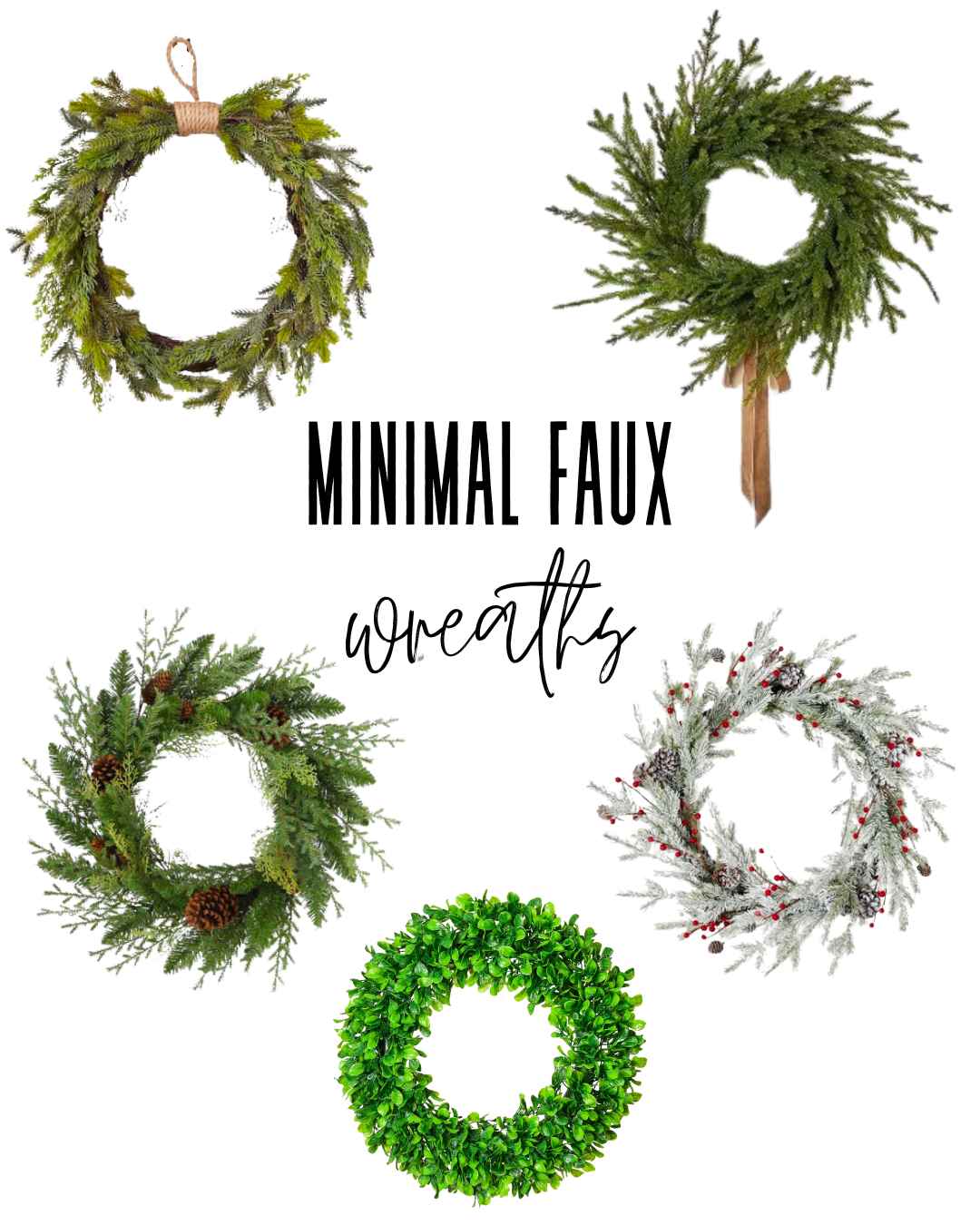 minimal wreath examples on a graphic with title
