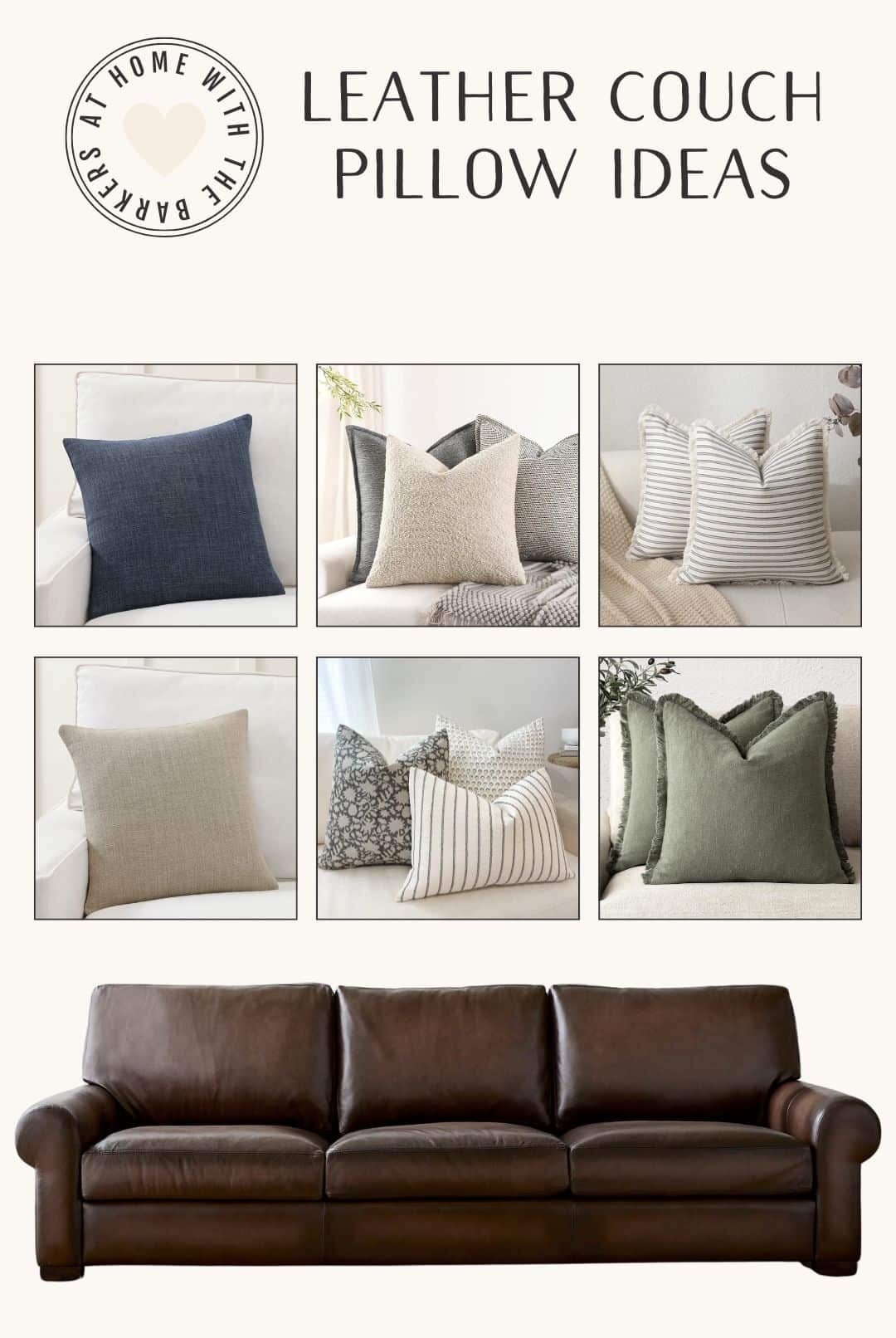 Dark Leather couch pillow ideas