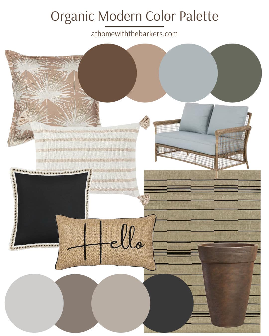 Patio makeover color palette for organic modern style