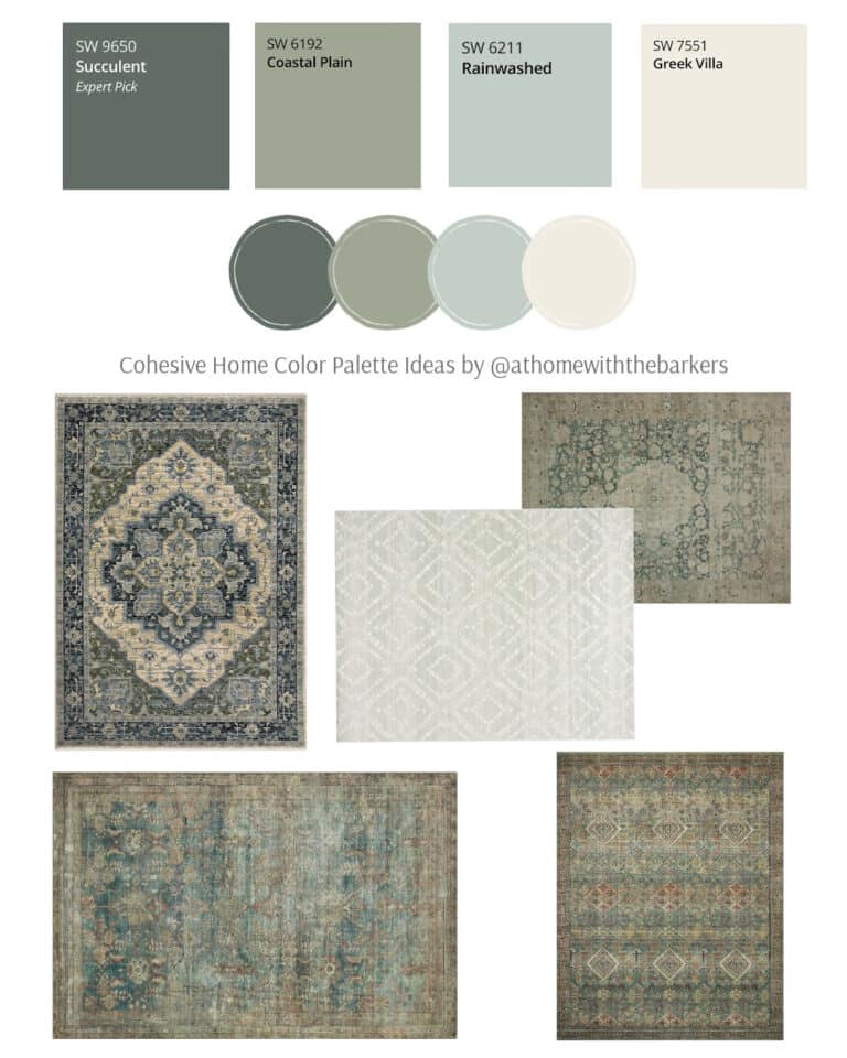 Green rug options for SW Rainwashed, Coastal Plain, Succulent, Greek Villa