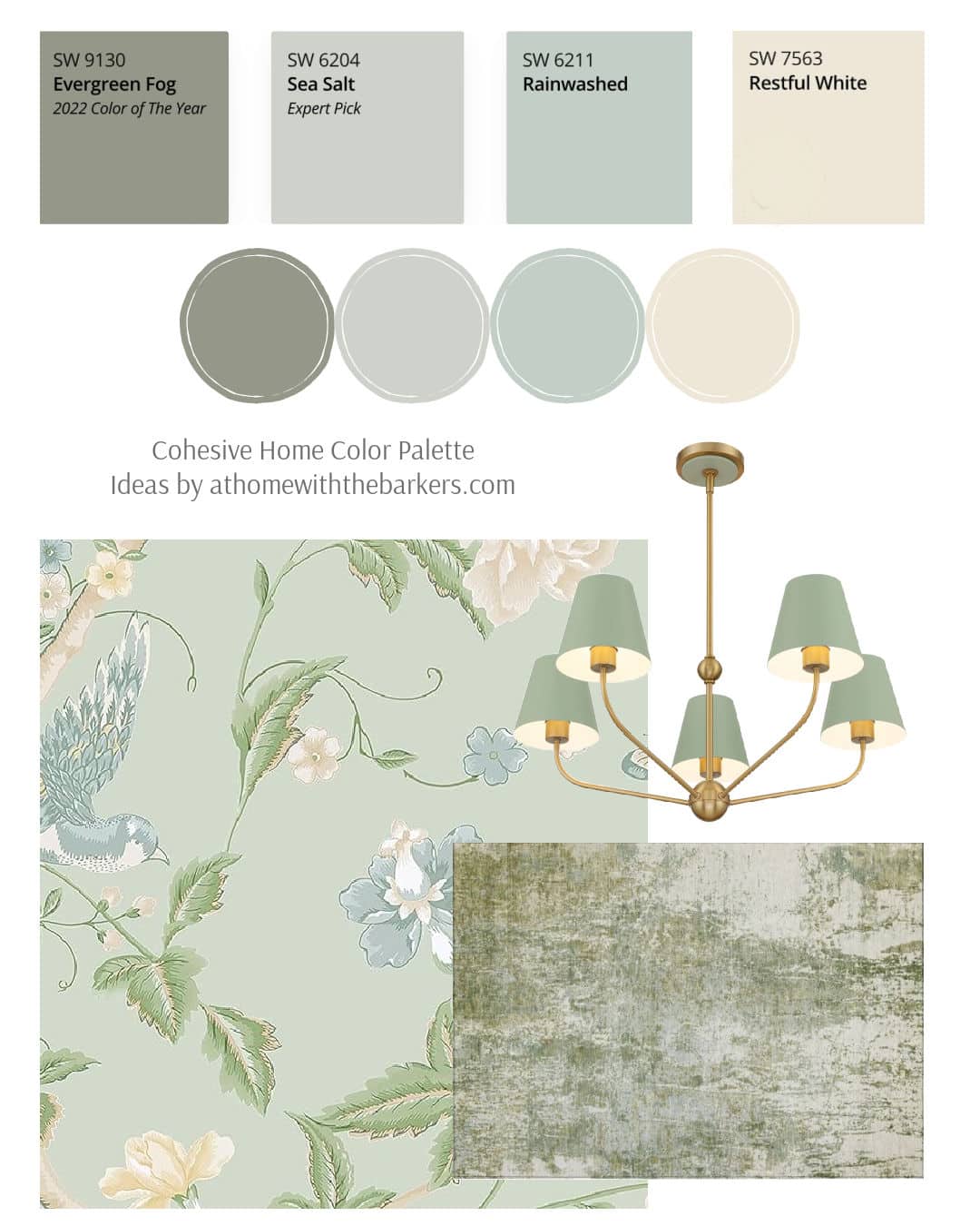 Evergreen Fog home color palette with monochromatic colors