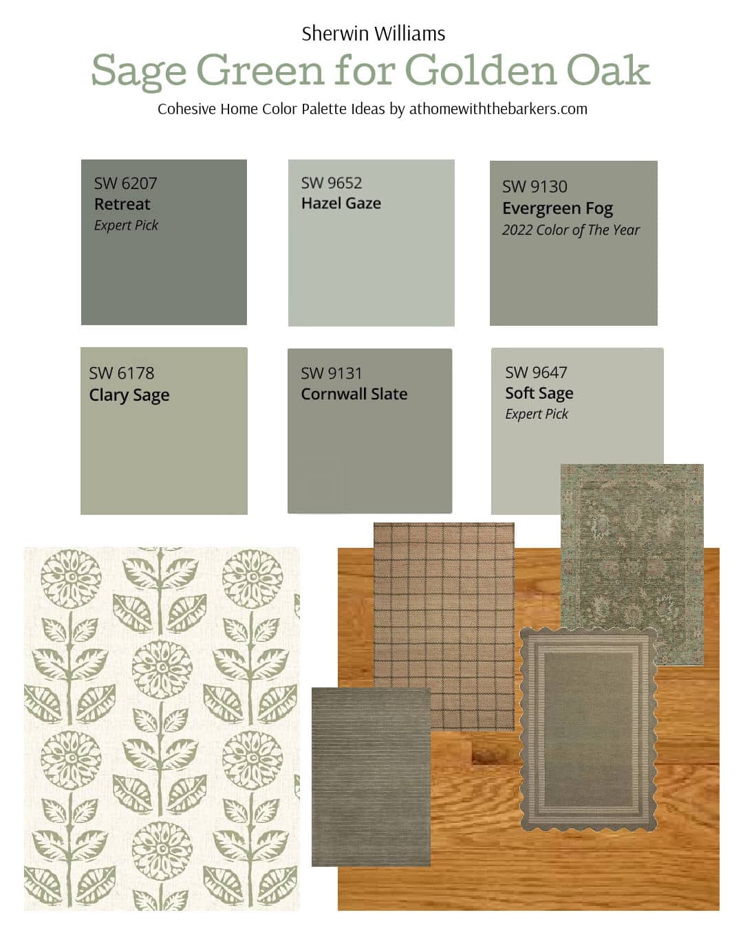 Sage Green and golden oak design and rug options
