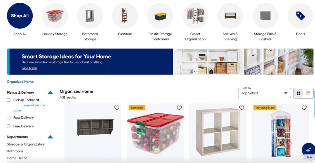 Lowe's Website Organization Curation Page