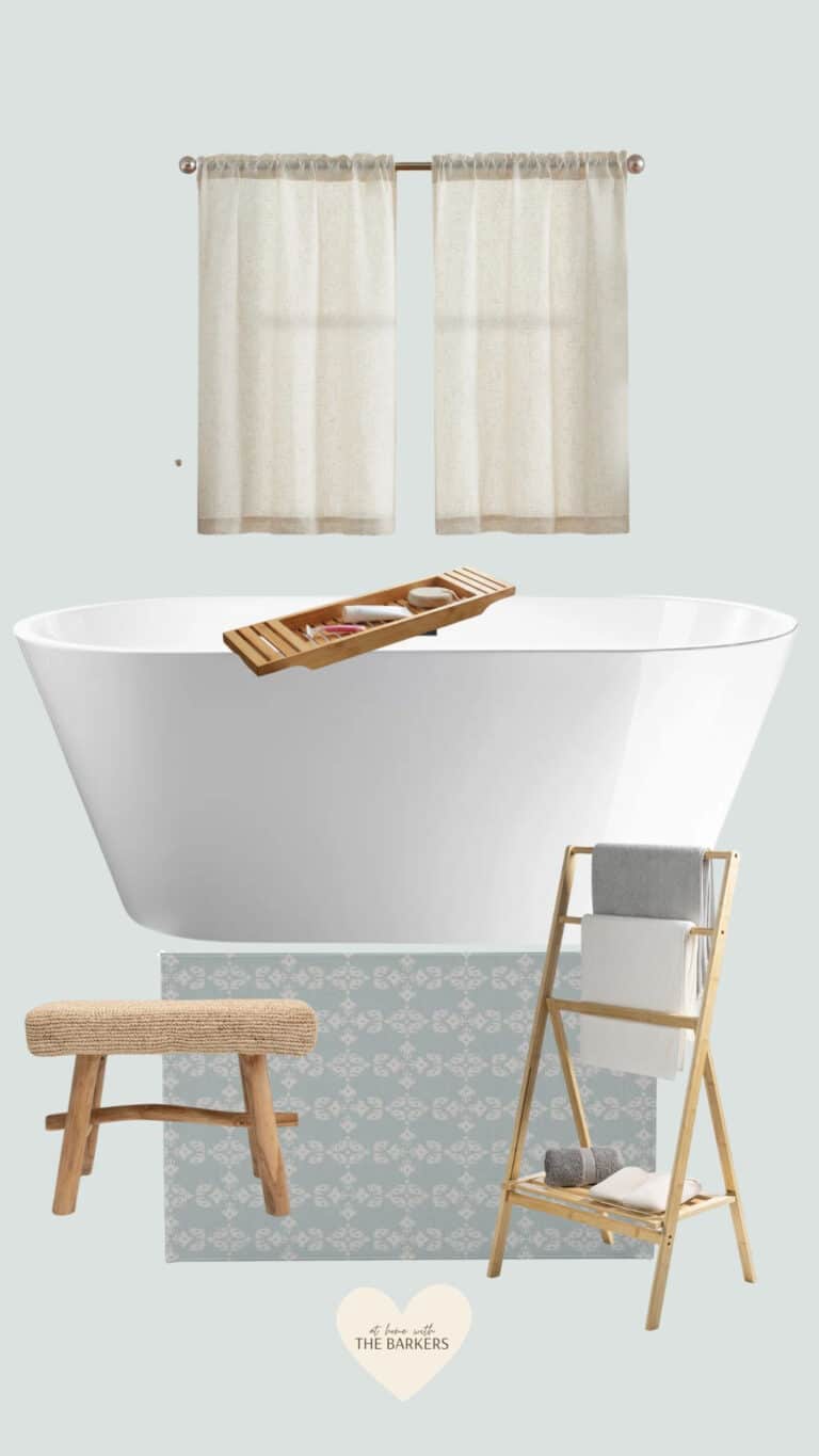 Wayfair bathroom makeover accessories for a free standing tub