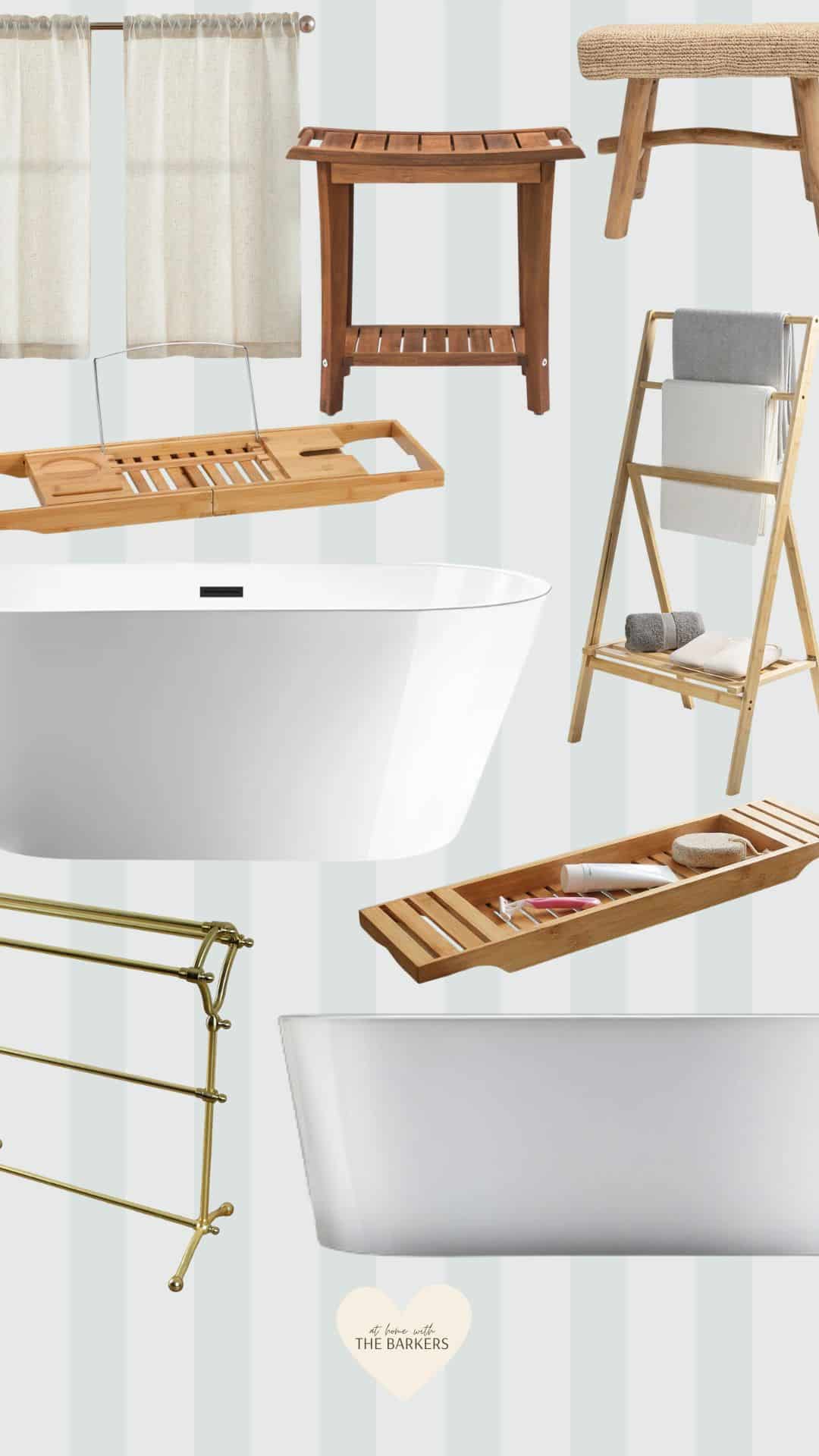 Wayfair bathroom reno graphic with free standing tub