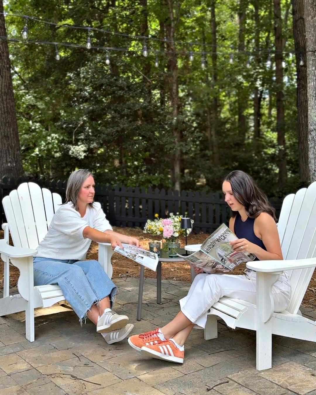 Aidirondack chairs and backyard entertaining, Sonya from At Home with The Barkers and her daughter