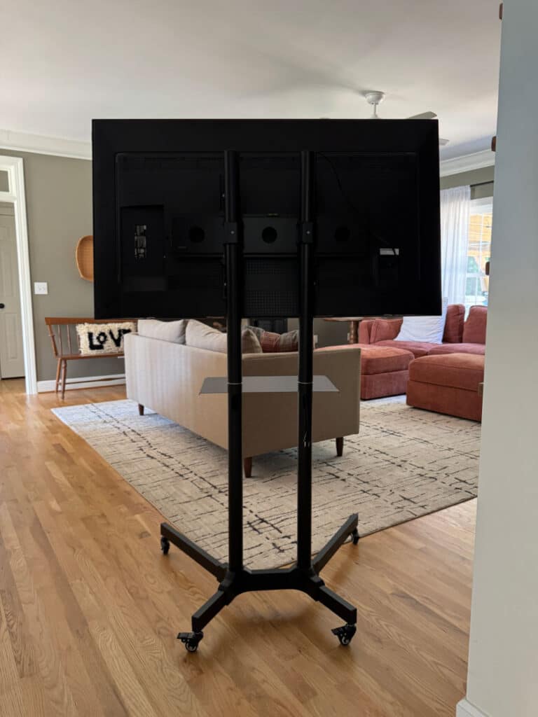 Rolling TV cart for tailgate game watching