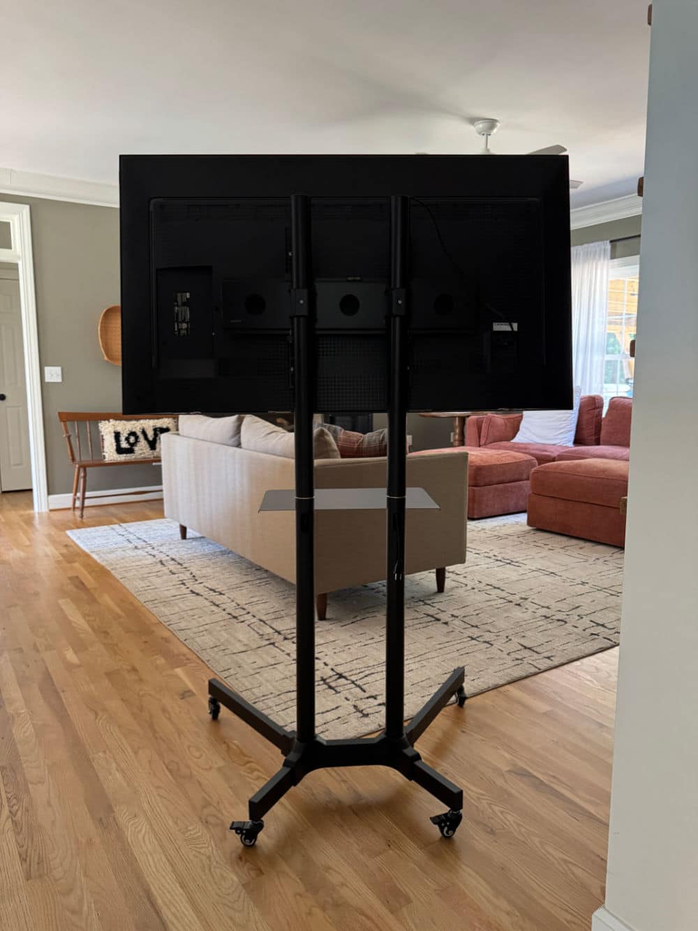 Rolling TV cart for tailgate game watching