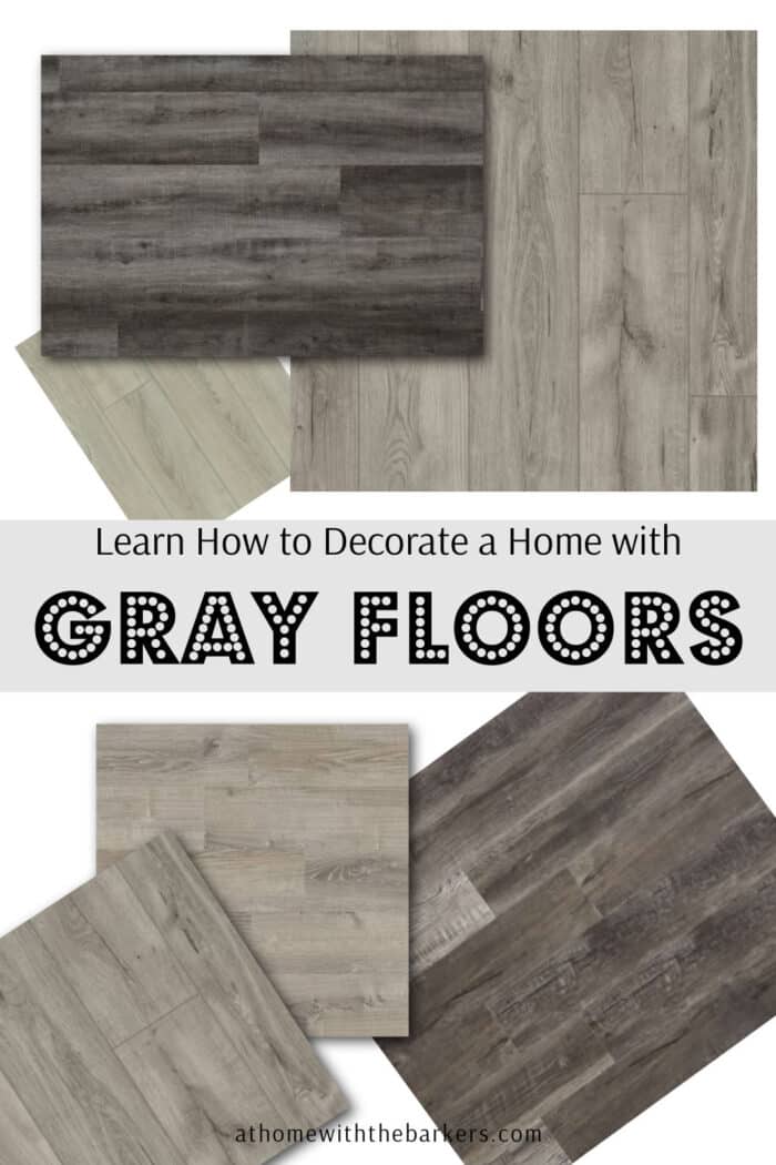 Learn how to decorate a home with gray floors graphic for Pinterest